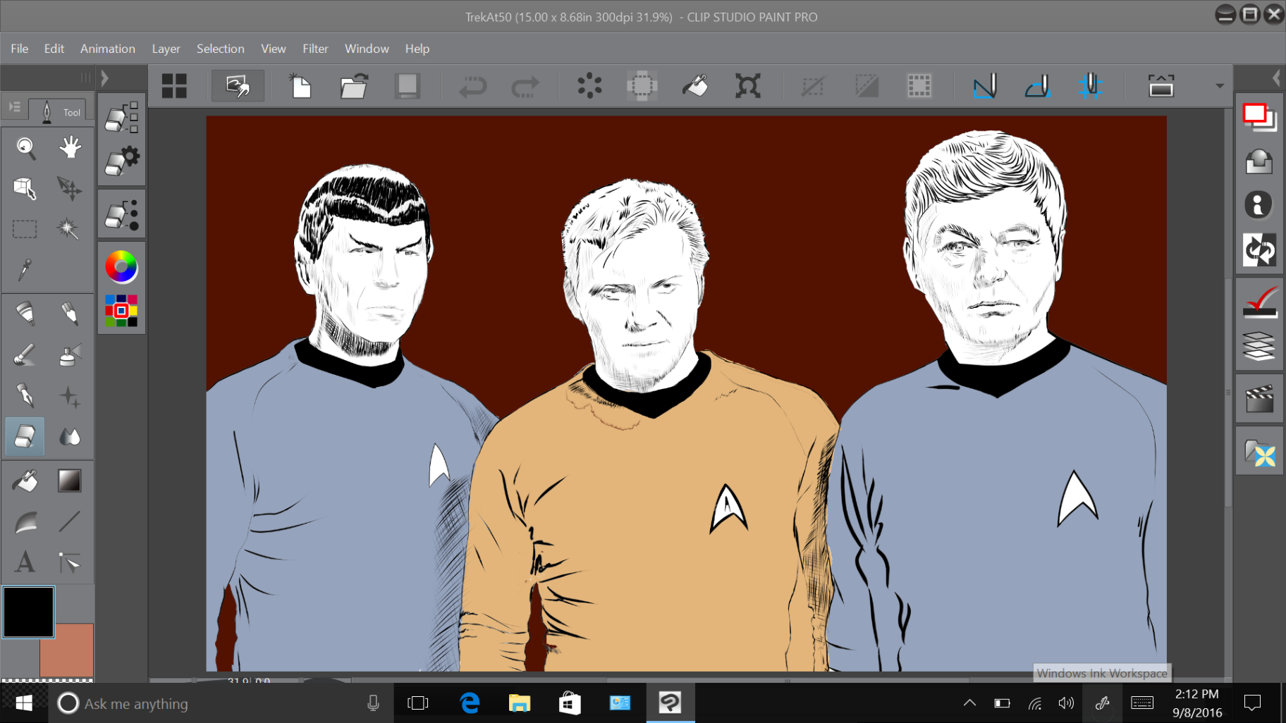 Sketching on the Cube i7 Book with the Axiotron Studio Pen, a Stroke Nib and Clip Studio Paint is a blast. Can you tell I've been obsessed with Star Trek's 50th anniversary recently?