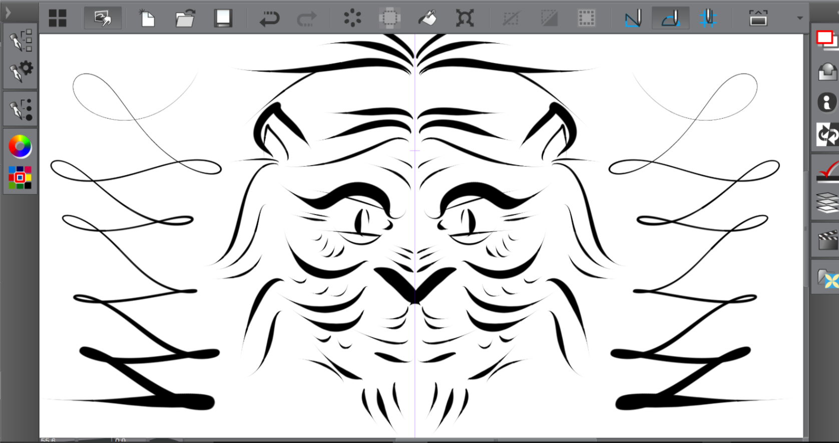 This goofy 60-second sketch was created with one brush size and displays the wide pressure range afforded by the EMR digitizer. 