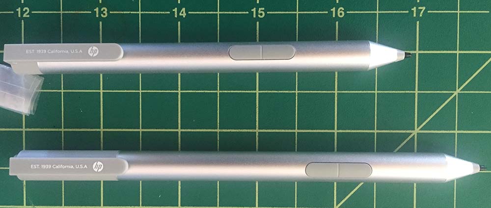 The original HP Active Pen (above, top) is much shorter than the new model.