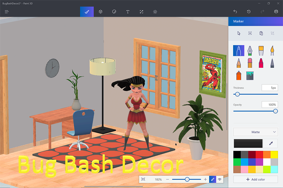 Assembling a 3D scene like this is impossible in the old MS Paint, but some 2D features are not obvious and others like 2D shapes are missing.
