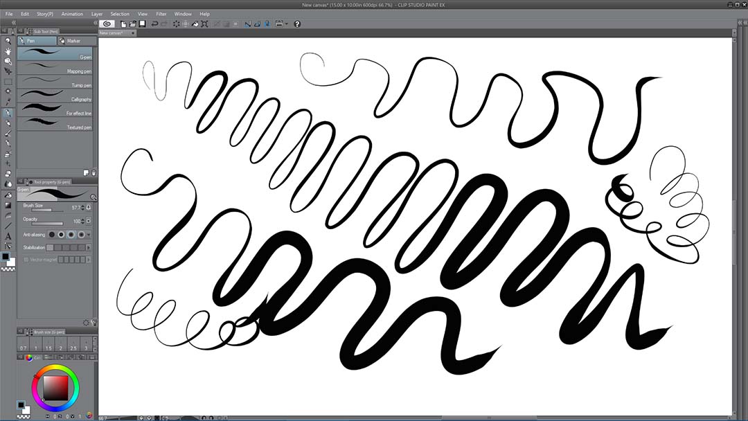 Pressure range is excellent in Clip Studio Paint with either Wintab or Windows Ink.