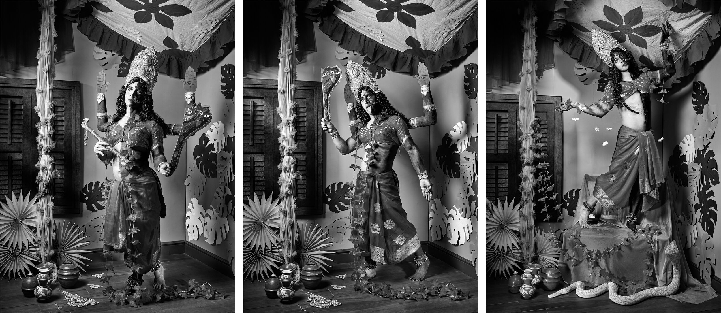 Tanmoy As A Bahurupi Impersonating Krishna-Kali, Kali and Chaitanya-Kali, Kolkata, 2020