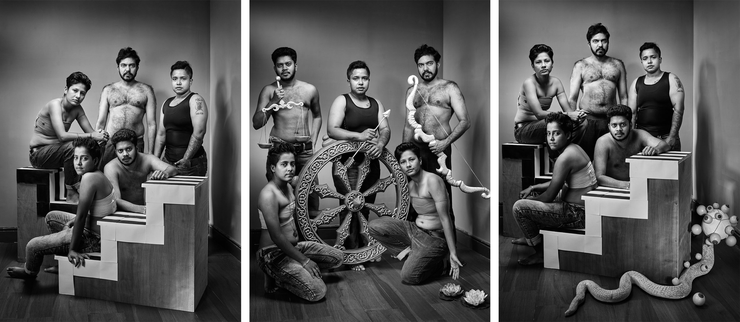 Piklu, Sampurn, Priyank, Riddhi and Tanushri (Triptych), Kolkata, 2021