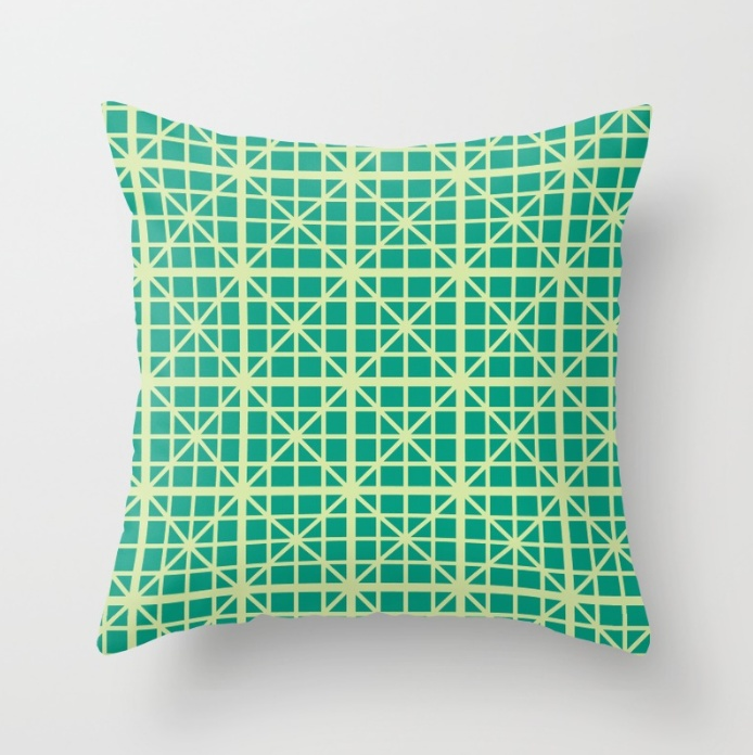 Vic Geometric Throw Pillow by SickSweet. Throw pillow cover made from 100% spun polyester poplin fabric. Individually cut and sewn by hand, the pillows are available in 16"x16", 18"x18", or 20"x20" sizes with or without inserts, and in indoor and outdoor fabric options. It features a double-sided print and is finished with a concealed zipper for ease of care. Buy it here .