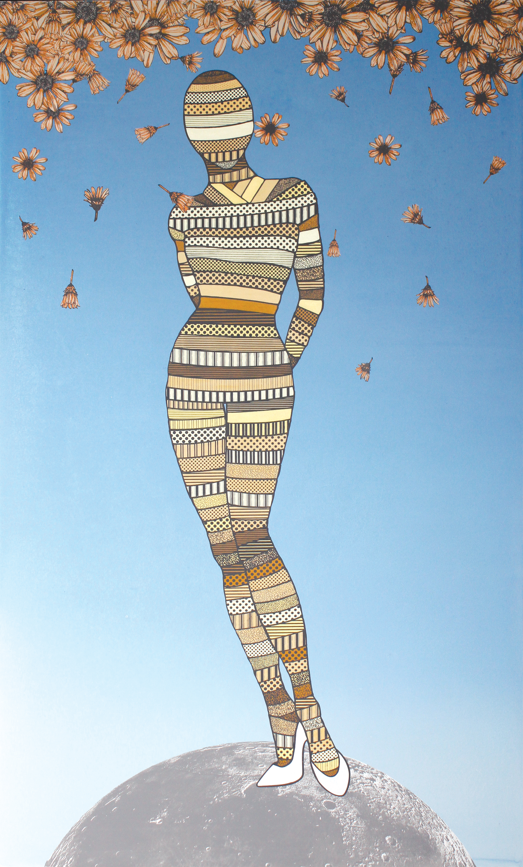 Hardboiled Wonderland Acrylic on canvas mounted on board 60 x 36 x 2 inches 2016