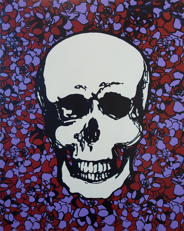 Happy in the End - Violet. 2015, Acrylic on canvas mounted on board, 20 x 16 inches.
