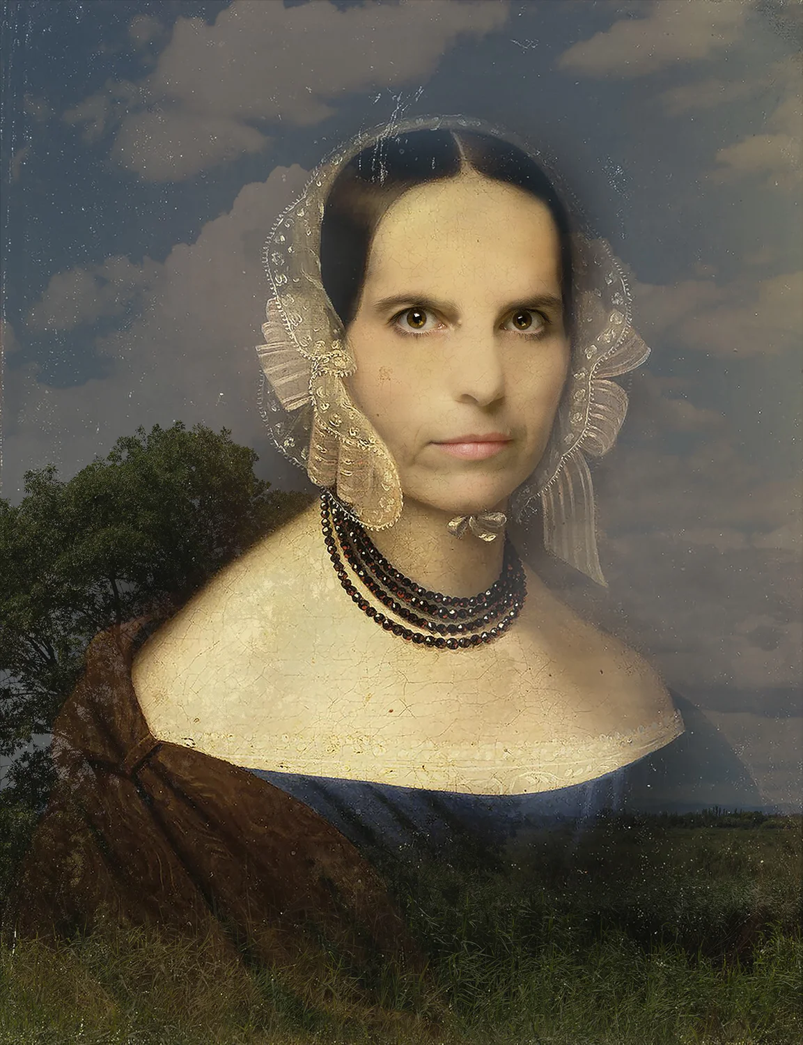 Myself as Woman with a Garnet Necklace (1843-2015) - Original by Johan Huber Rudolf 