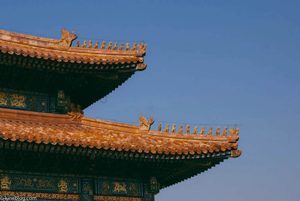 Count the animals, there are nine. This symbolically means the Emperor was "one" level below God, who would have ten.