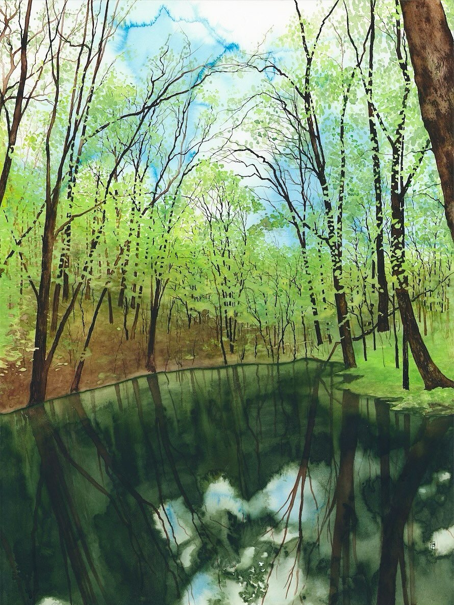 &ldquo;Around the River Bend&rdquo; 22x30 watercolor &amp; ink on watercolor paper 

Just picked this one and the prints back up from my printer and realized I never shared it here! This is spring from my four season series and I had so much fun with