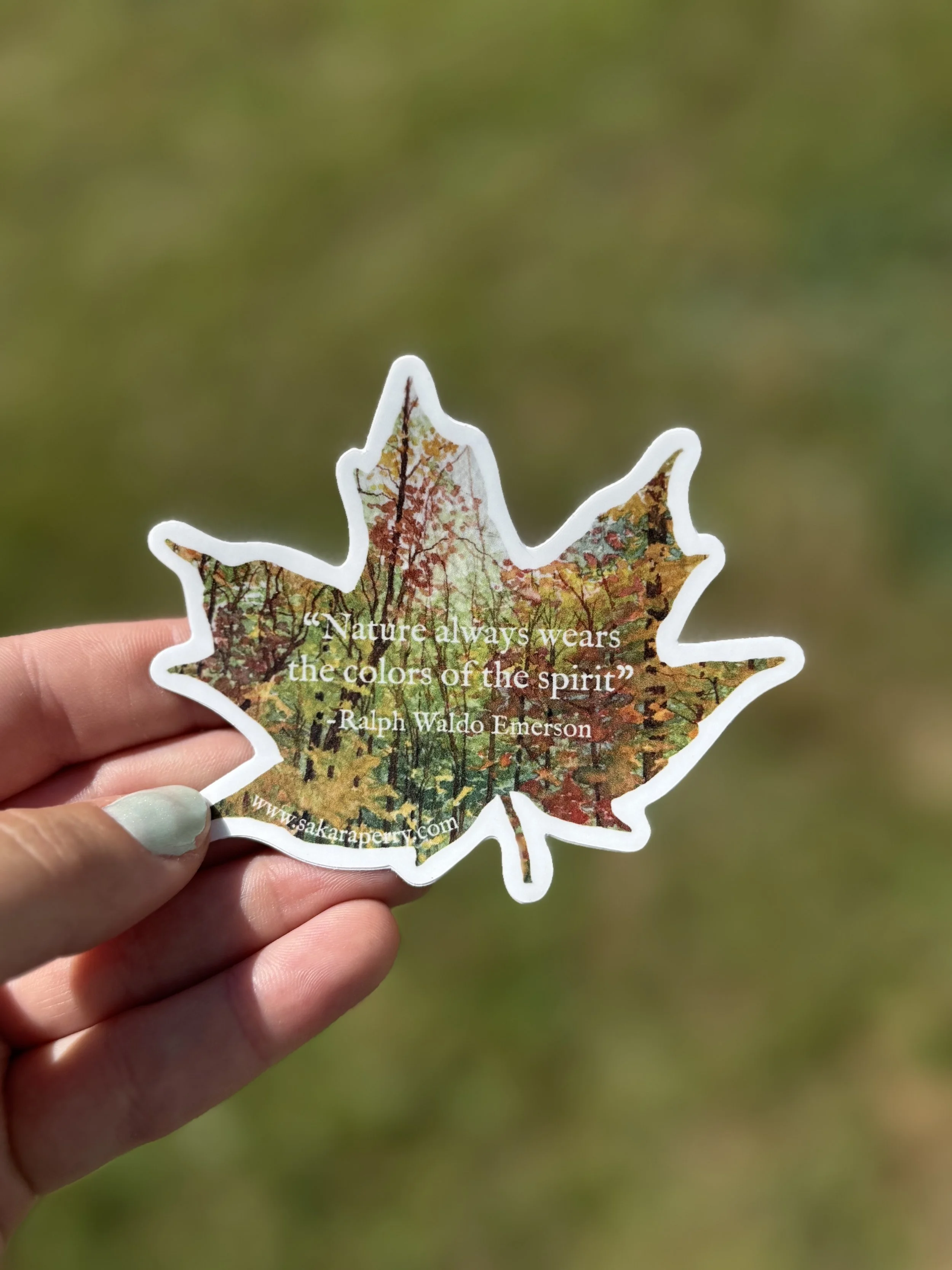 Ralph Waldo Emerson Quote Leaf Sticker