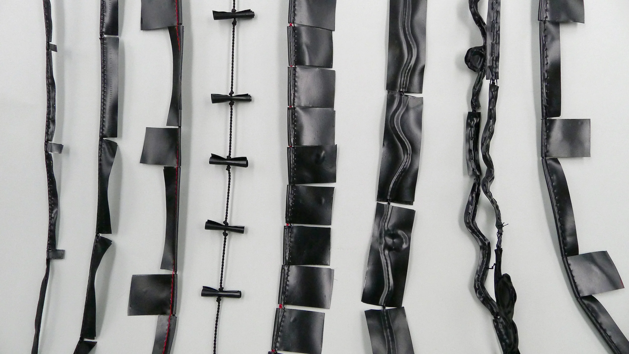 Experimental series of 'chains' in PVC, silk cord and polyester thread.