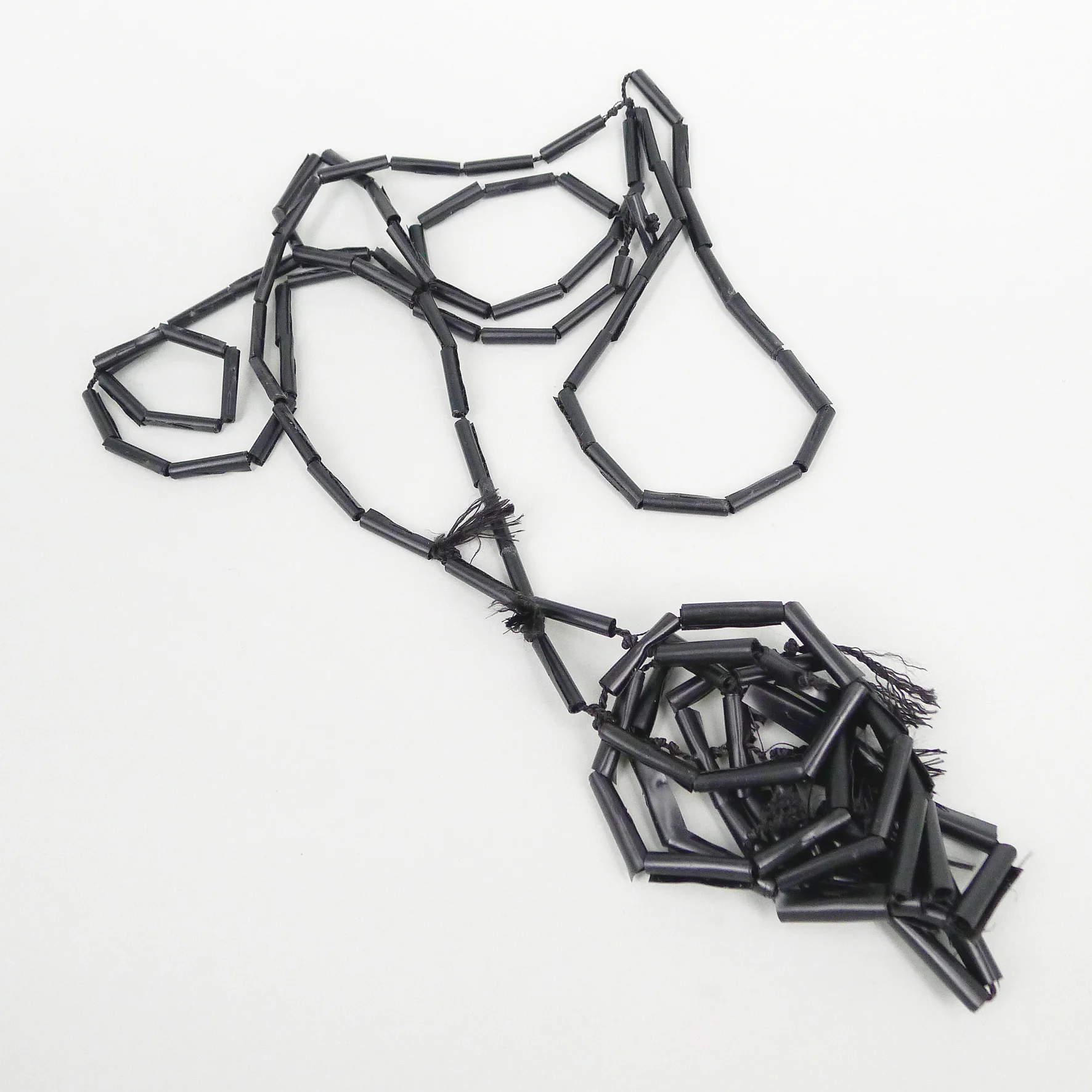 Broke Weave Necklace, PVC, silk cord, polyester thread