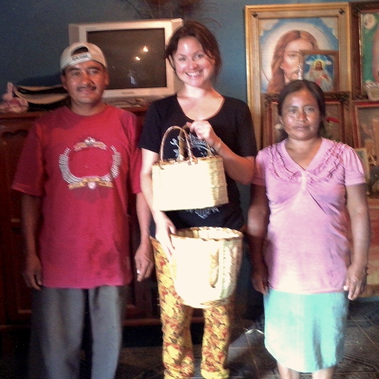 Mr and Mrs Benito Lopez and I, with baskets and gifted bag