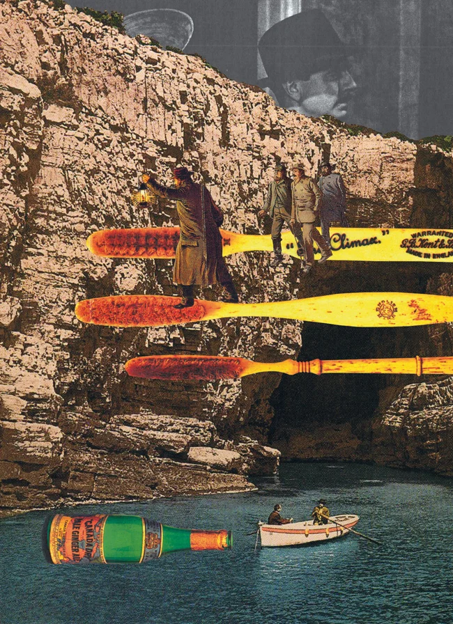 Gracia Haby & Louise, Dashiell Hammett's Thin Man leads us neatly to the Grotto of Lacroma (where Richard the Lionheart found refuge) , 2010, collage