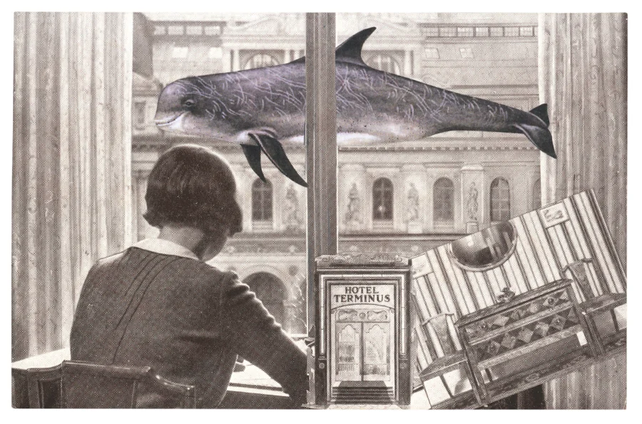 Gracia Haby, Quietly waiting , 2012, postcard collage