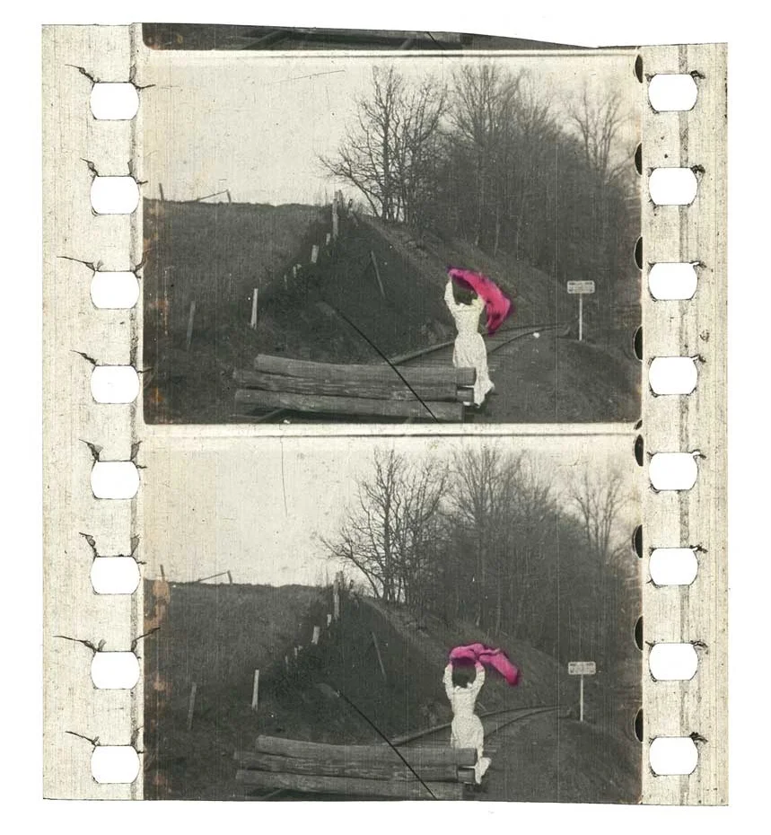 The Wreckers of the Limited Express (Lubin, 1906), a hand-colored detail from the database of 35mm nitrate film frame clippings collcted by Italian film historian Davide Turconi (1911–2005) from the Josef Joye Collection in Switzerland