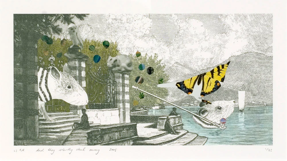 Gracia Haby & Louise Jennison, And they silently steal away , 2005, lithographic offset print created as part of RMIT School of Art Galleries and the RMIT School of Art's The Print Imaging Practice Residency