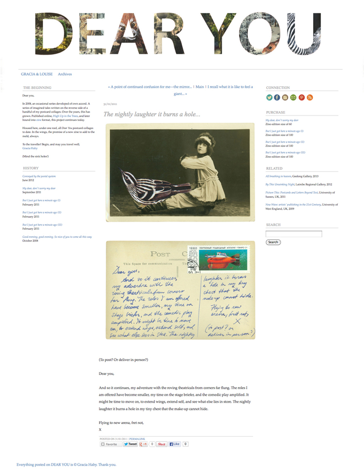 Dear You , an online archive of postcard collages sent since 2008