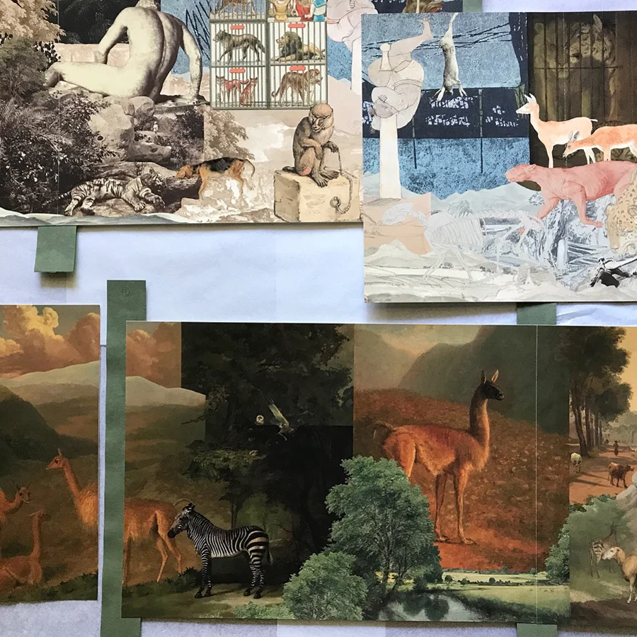 Our artists’ book, Paw Pad Path , on the working table