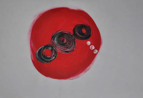 Title: 27.7667 Size: 11.7" x 16.5" Acrylic paints on white paper produced in 2009 - Original piece with certificate of authenticity.