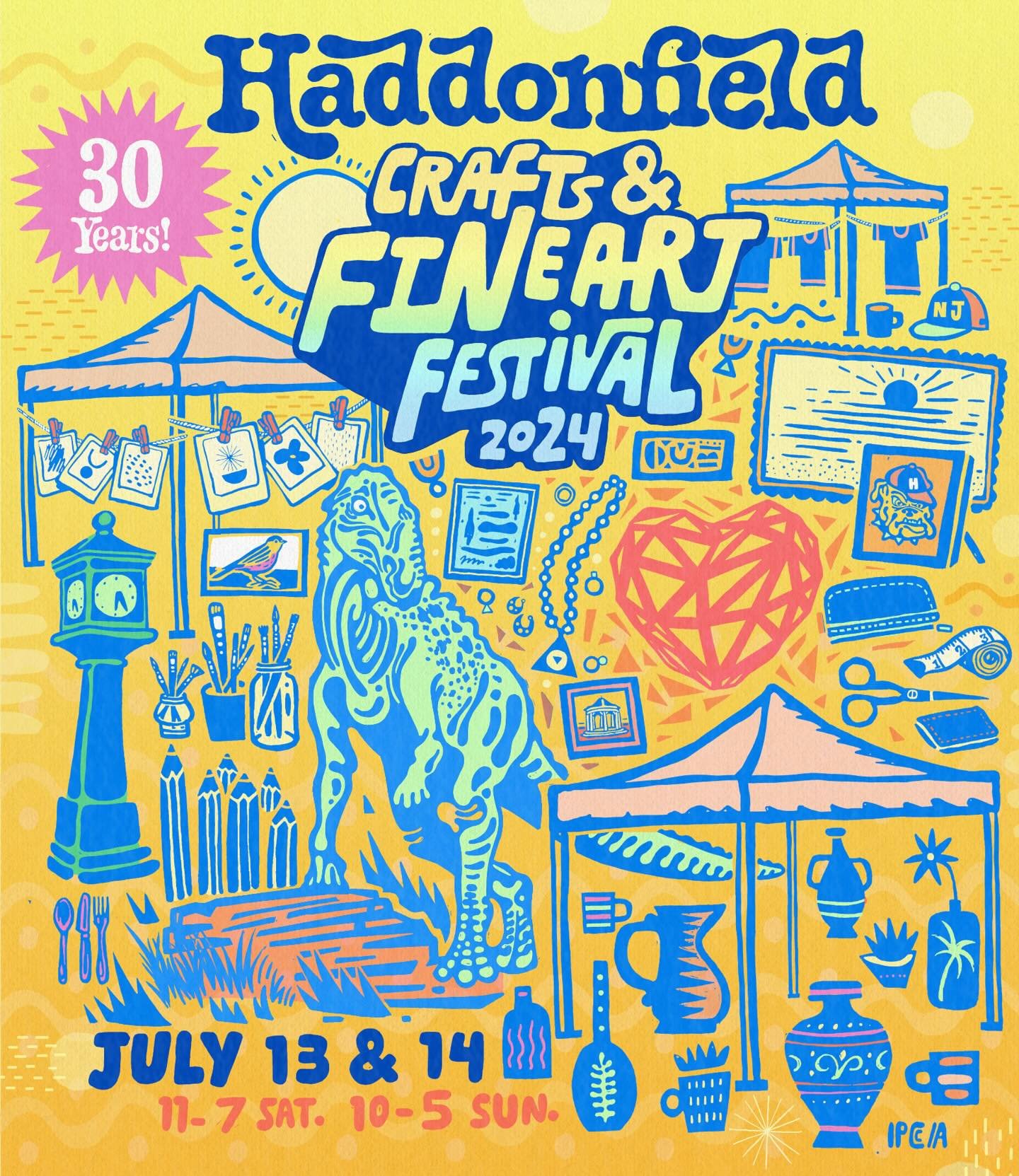 Had the pleasure to design the 30th Anniversary poster for the Haddonfield Fine Art and Crafts Festival.  July 13 &amp; 14 ☀️
.
@downtownhaddonfield @rencraftspa 
.
.
.
#paulcarpenterart #illustration #haddonfieldnj #nj