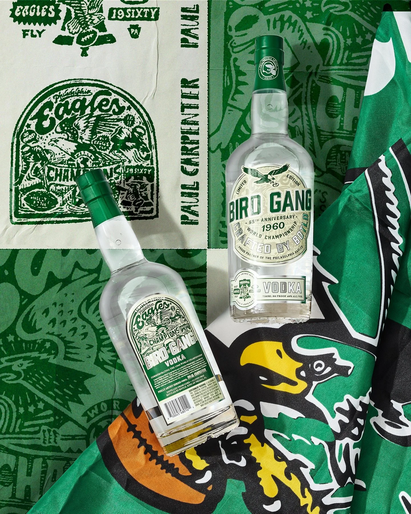 I recently had the pleasure of creating exclusive label designs with @birdgangspirits in partnership with the @philadelphiaeagles for their PHILLY ARTIST SERIES &mdash; now available!
.
Inspired by the 65th Anniversary of the Eagles&rsquo; 1960 World