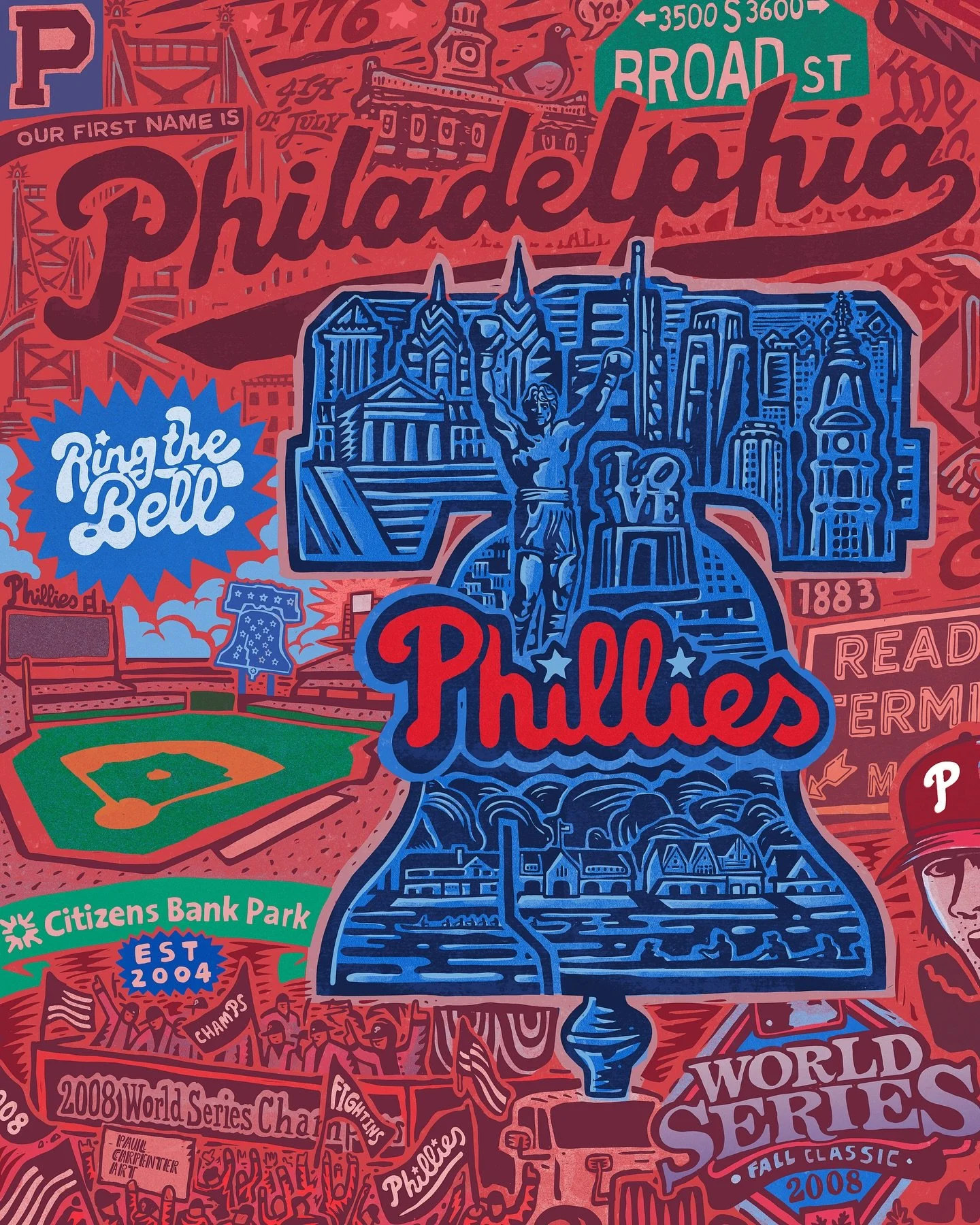 Resharing a digital mural I created for the Philadelphia @phillies &mdash; a 40x10&rsquo; installation at Citizens Bank Park earlier this year.
Had too much fun with this one&hellip; scroll to see pics of the vinyl final!
.
I know a few folks have be