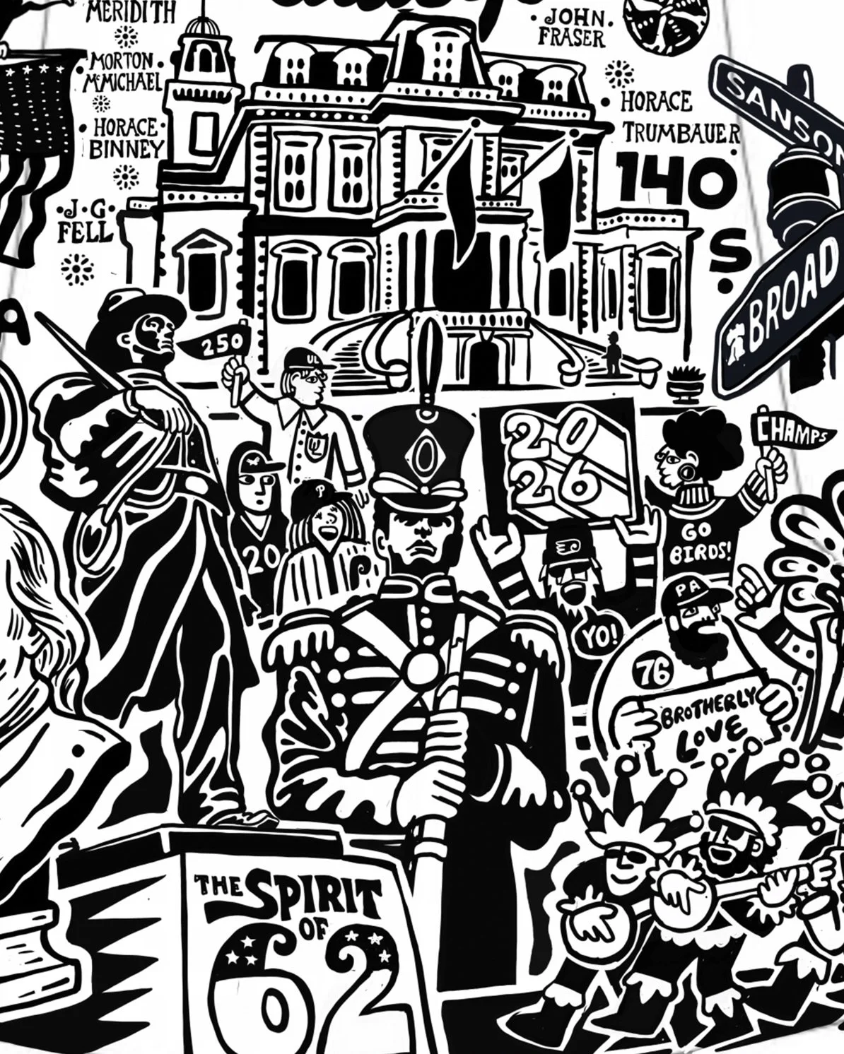 Had the recent pleasure of doing one of the Bells Across PA for the @theunionleague to celebrate America 250 right here in the city of brotherly love!
.
Here are the black and white renderings from the design process. Coloring and the final bell comi