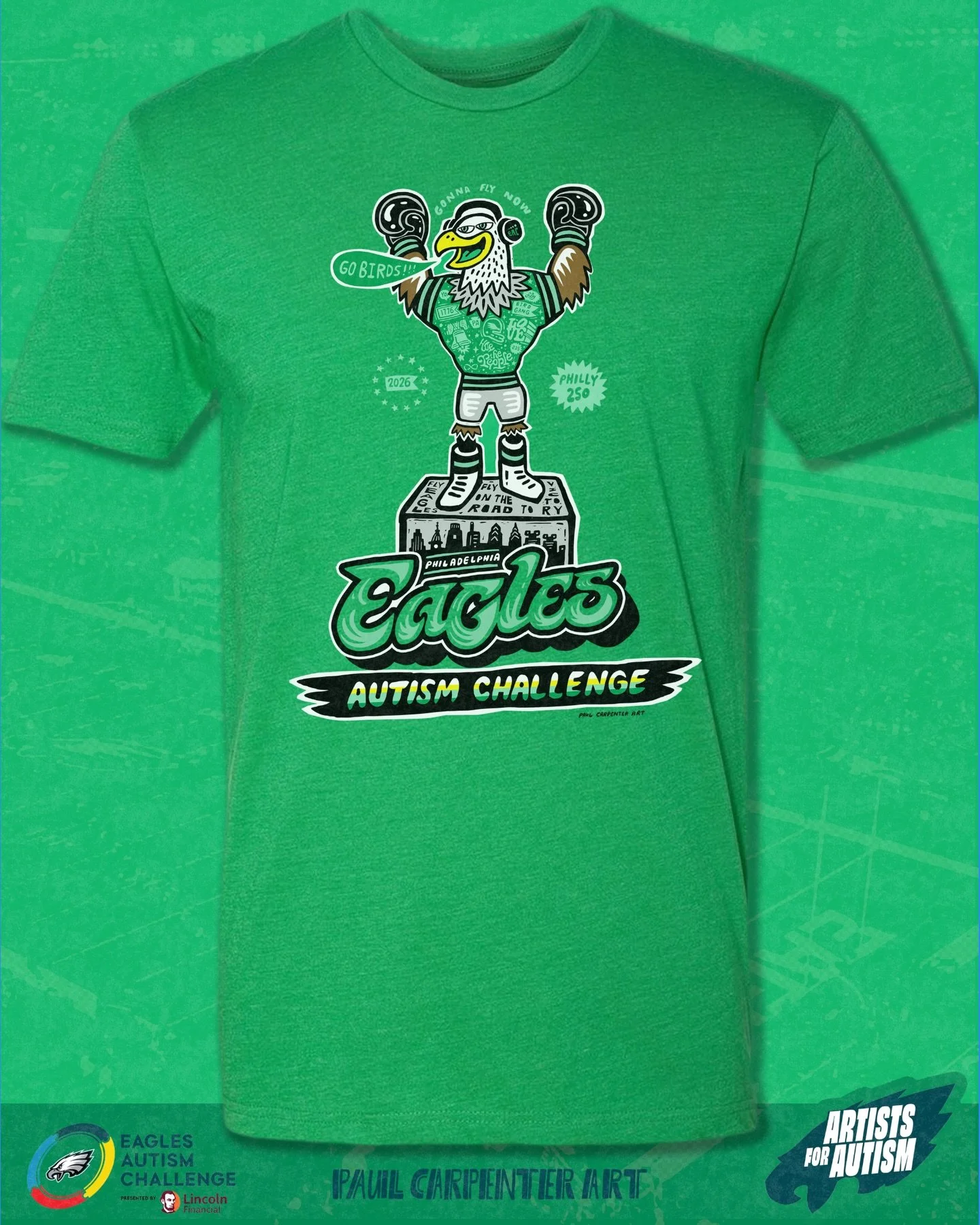 🦅🎨💚 ARTISTS FOR AUTISM &mdash; LIMITED EDITION TEES &amp; PRINTS 💚🎨🦅
&nbsp;.
Now available on tees and prints, proceeds from this limited-edition design are benefiting the Eagles Autism Foundation @eaglesautism
&nbsp;.
This is a limited edition