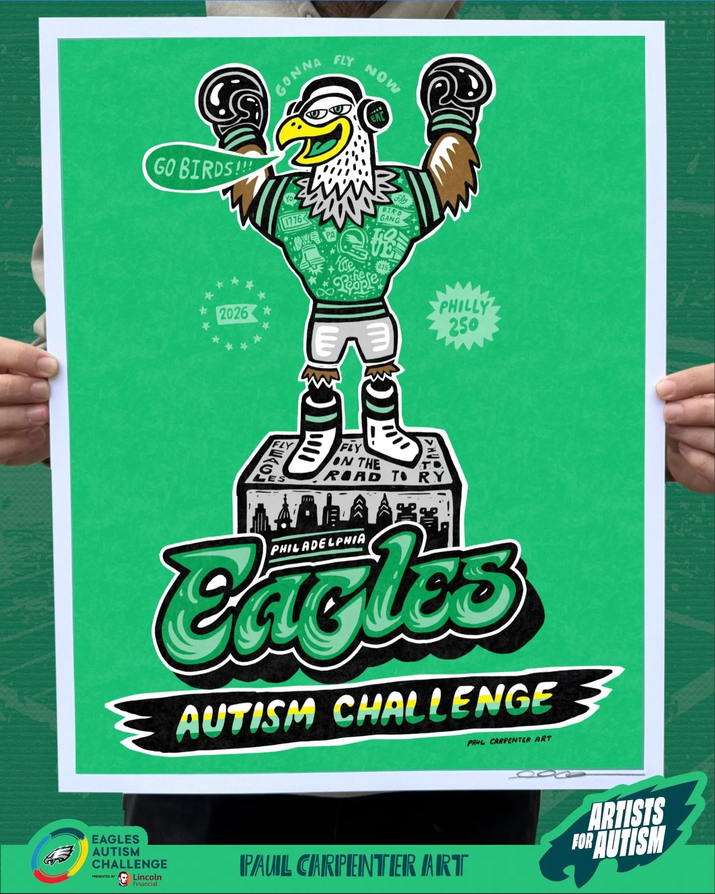 🦅🎨💚ONLY A FEW MORE DAYS TO GRAB THESE ARTISTS FOR AUTISM &mdash; LIMITED EDITION TEES &amp; PRINTS 💚🎨🦅
&nbsp;.
Now available on tees and prints, proceeds from this limited-edition design are benefiting the Eagles Autism Foundation @eaglesautism