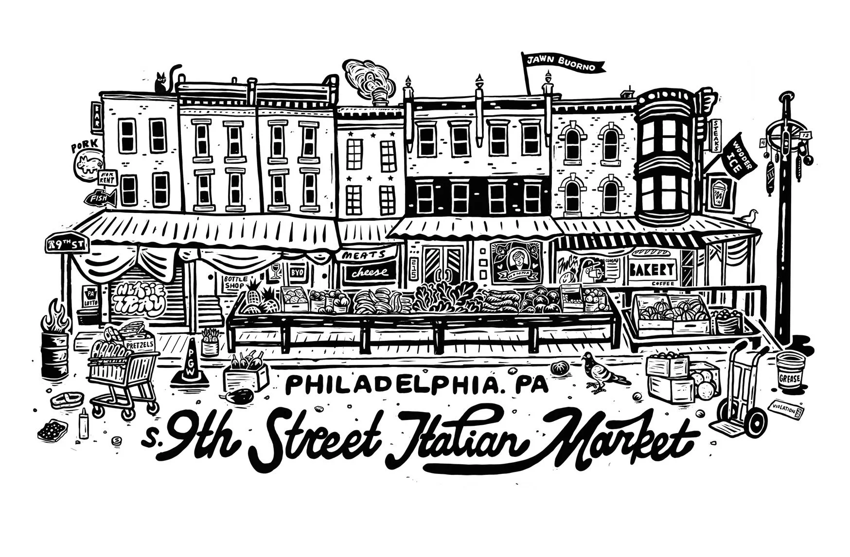 JAWN BOURNO! 🇮🇹 
.
CATCH ME AT THE SOUTH 9TH STREET
ITALIAN MARKET FESTIVAL THIS WEEKEND SATURDAY AND SUNDAY 5/17-18, 10-5 BOTH DAYS! @italianmarketphilly 
.
Special festival pricing and new designs 🤌🤌🤌
.
.
.
#paulcarpenterart #italianmarketfest