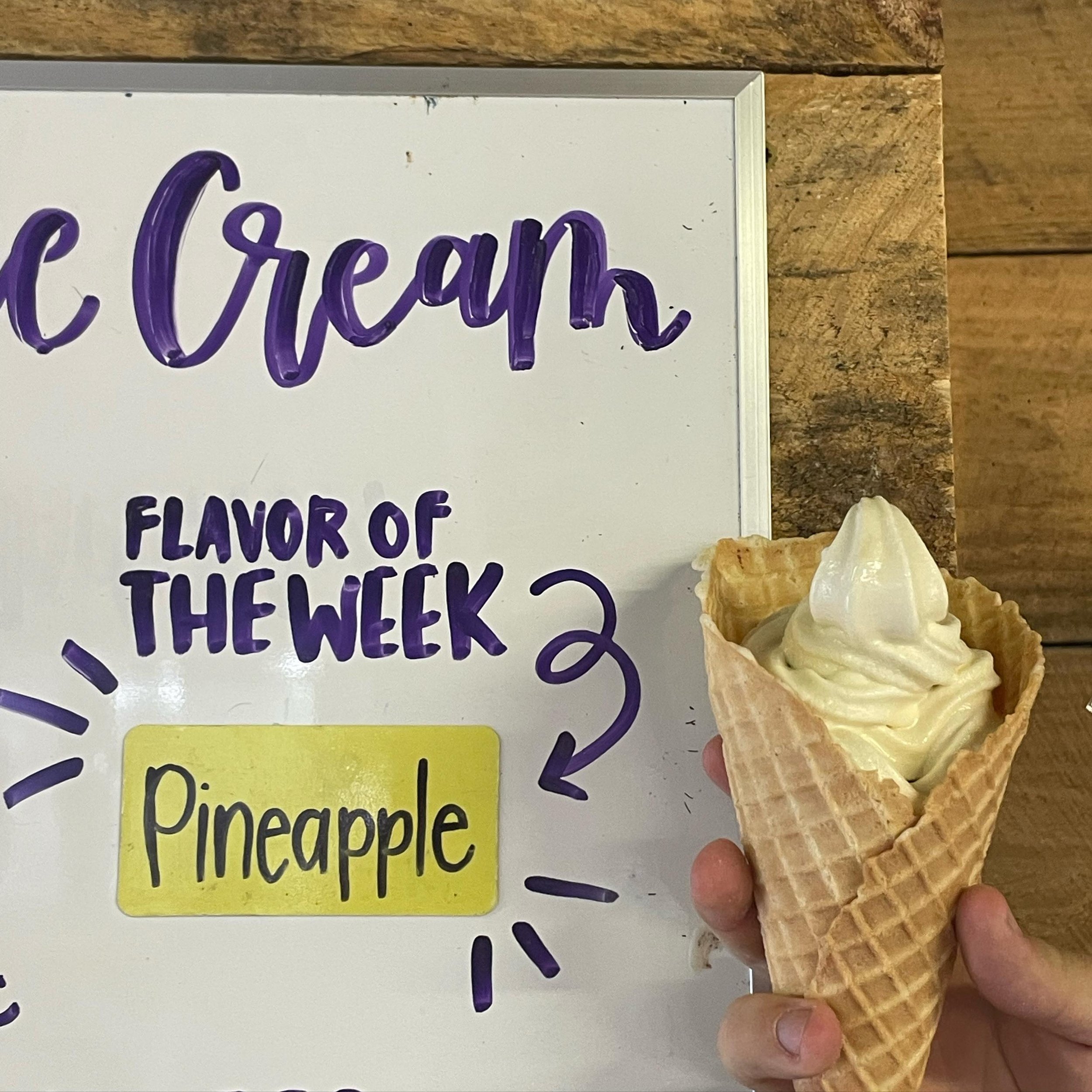 You voted and we listened. Introducing your flavor of the week: Pineapple! Get it before it&rsquo;s gone! 🍦🍍