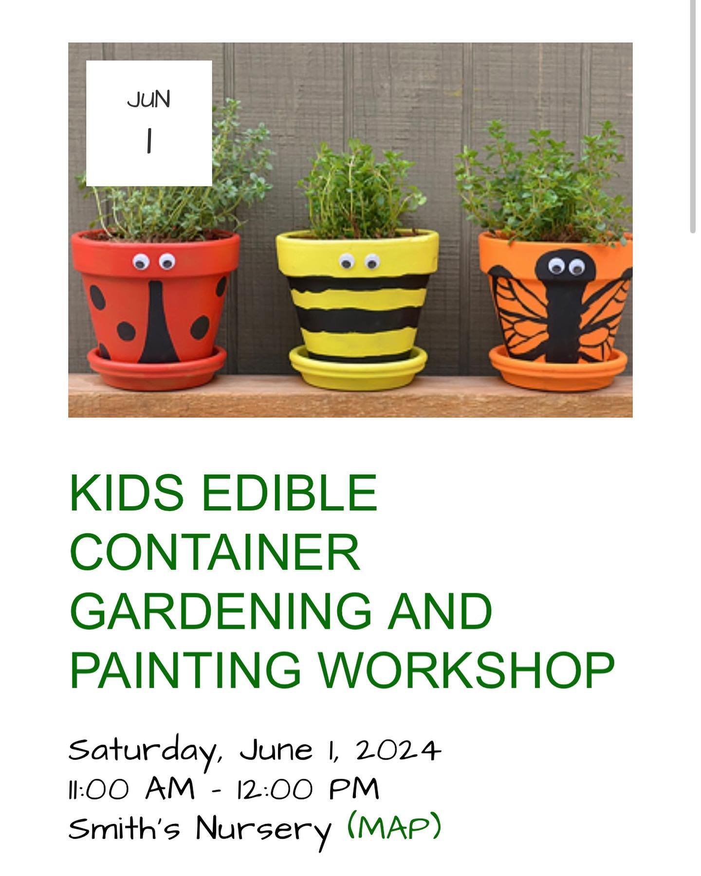 Check out our upcoming workshop happening on Saturday, June 1st at 11 am!

This workshop is geared towards kids ages 3 and up. Parental or adult assistance is required. Your child will get to create their own bee-utiful bumblebee, ladybug, or butterf