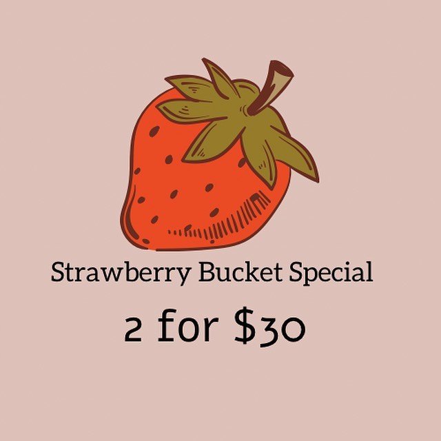 Today we are open from 10-5

We are running a special on strawberry buckets 🍓 2 for $30 🍓

Come see us for yummy yellow dog treats, fresh produce, berry picking, plants, and of course our yummy ice cream! A new ice cream flavor survey is coming soo