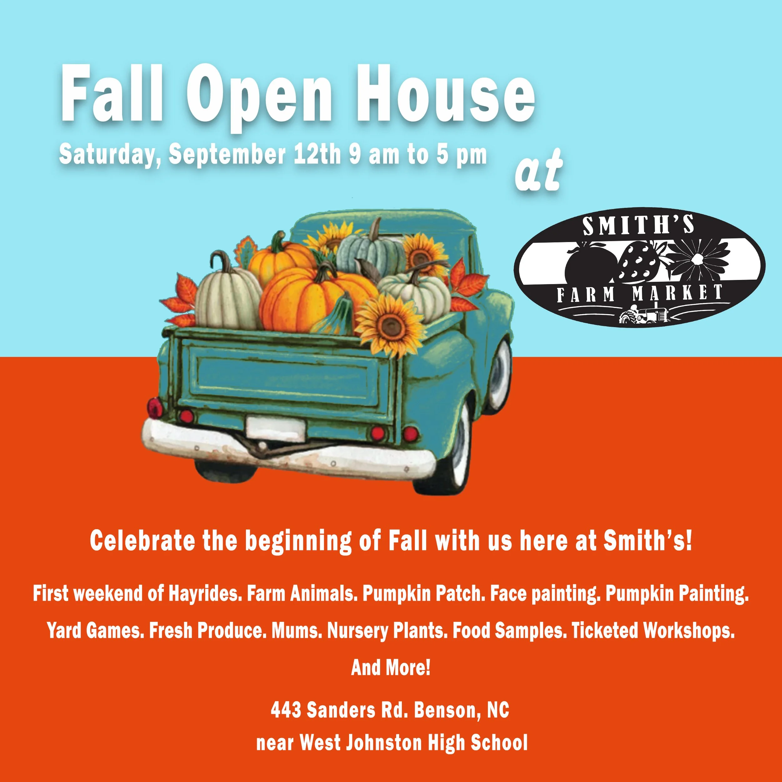 Fall 2026 Open House, Saturday, September 12th 9 am to 5 pm