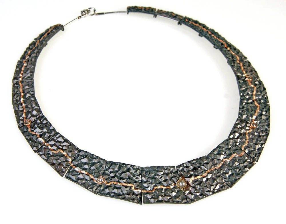 Granite Crack Collar Necklace - Diamonds 1