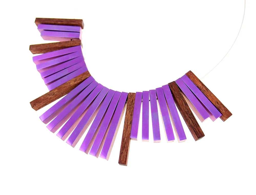 Maya Necklace - Magenta Titanium with Black Mesquite Wood Accents 1