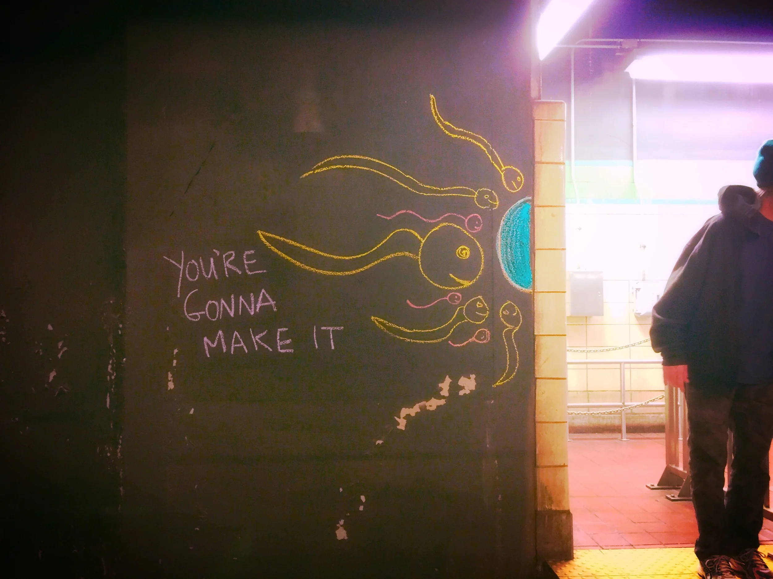  Words of encouragement inside 30th street station, October 2014.&nbsp; 
