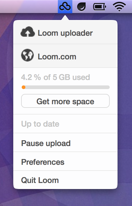 The Loom Mac app lives in your Menubar. 