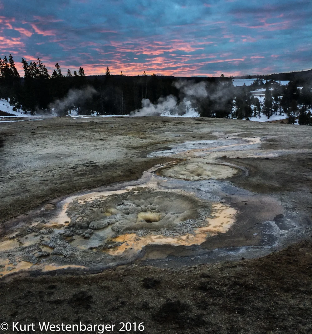  Overlooking Anemone Geyser at sunrise. iPhone 5s 