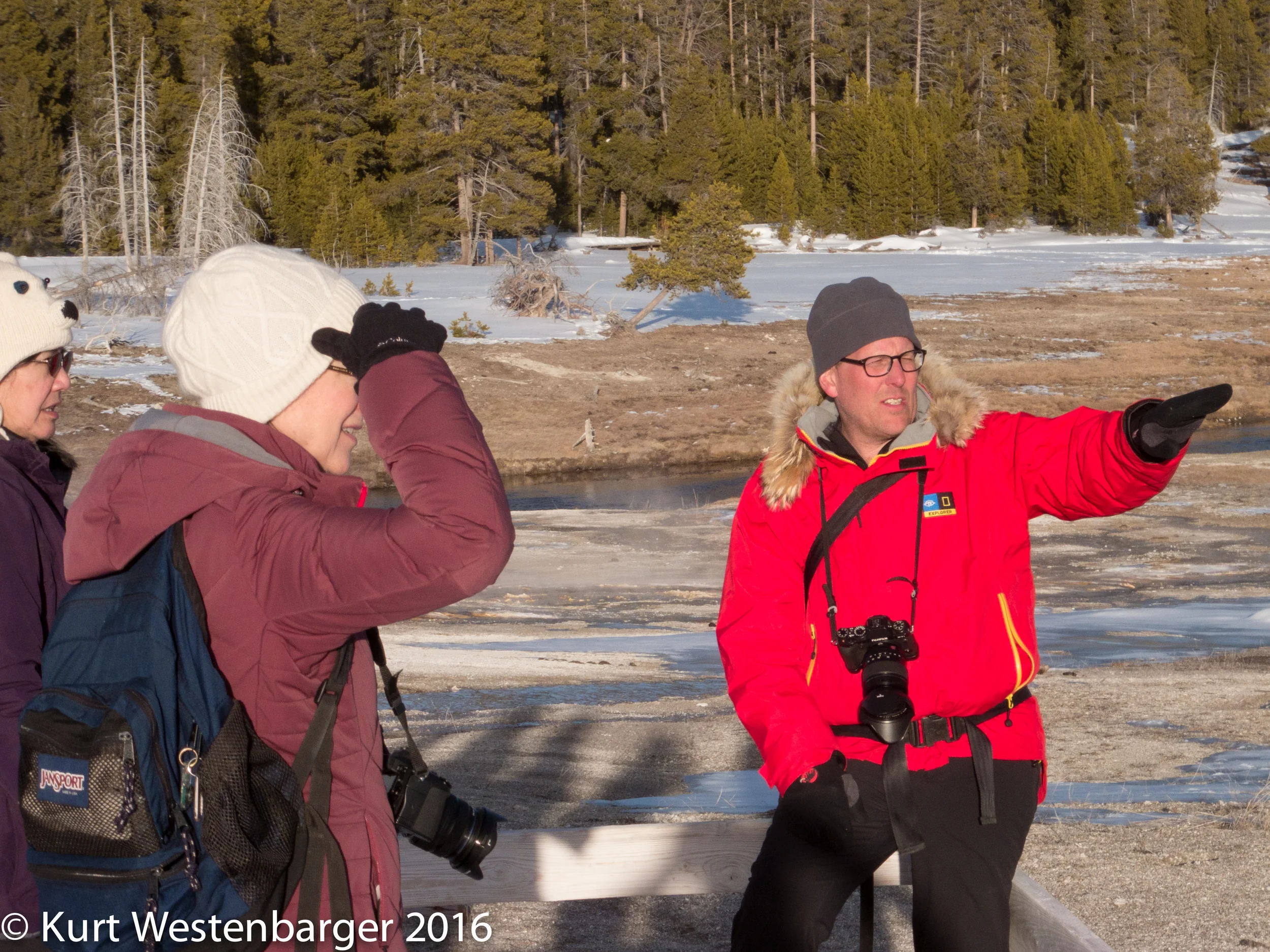 Dan Westergren explaining photographic opportunities near Castle Geyser.