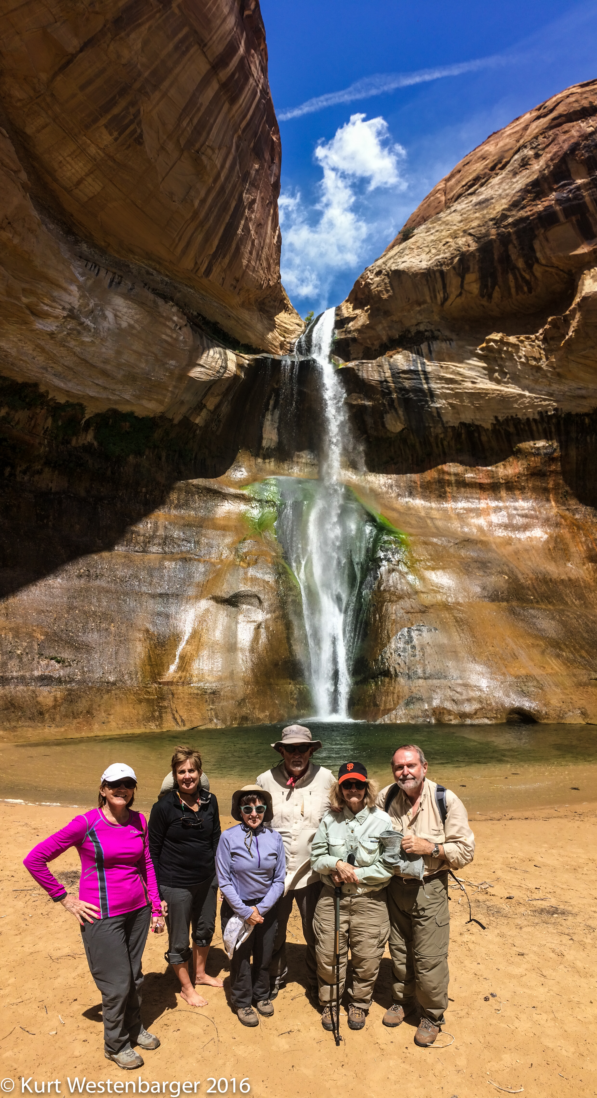 This trip's group enjoying Calf Creek Falls in Grand Staircase-Escalante National Monument.