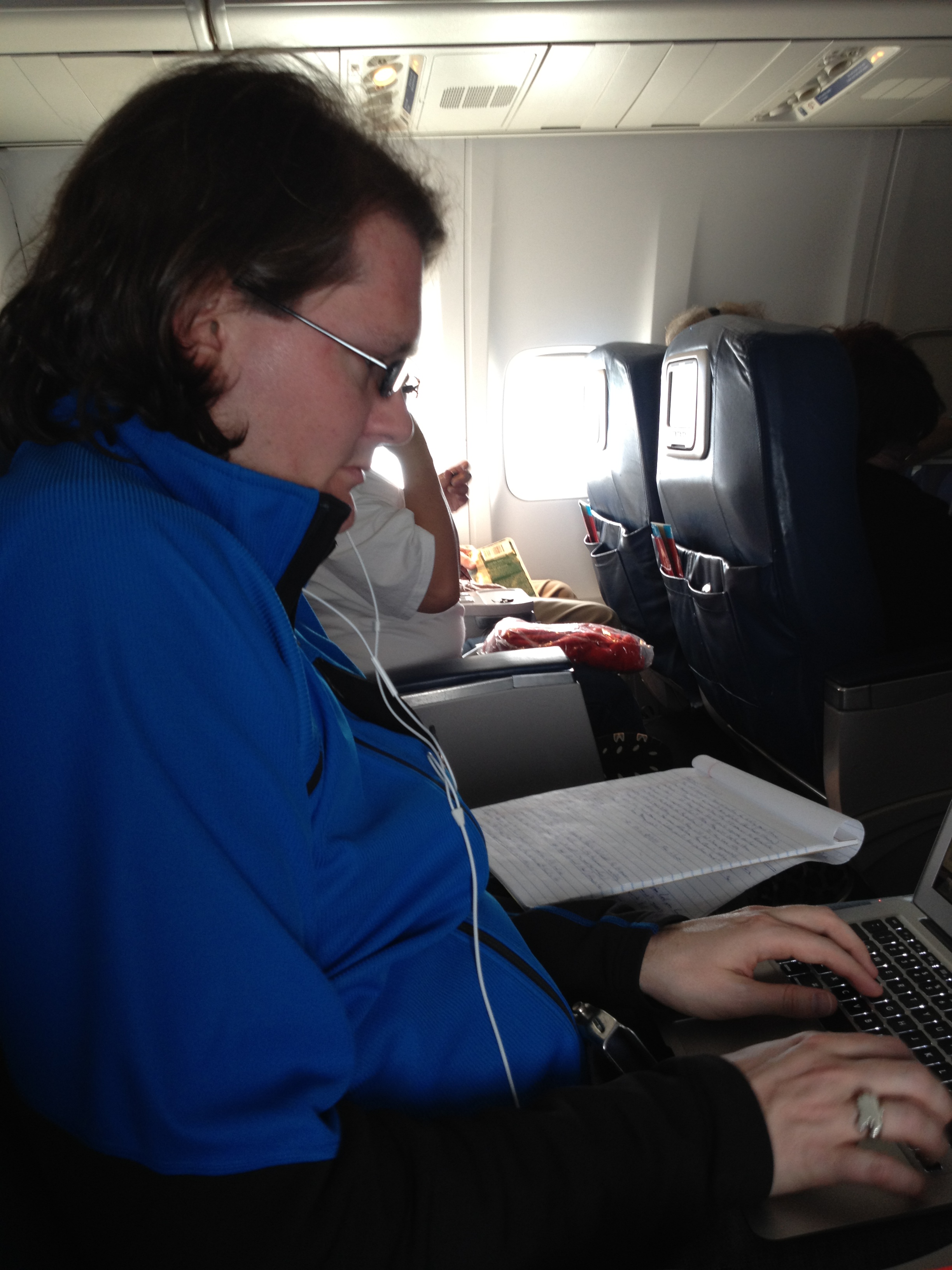 Robert works on the plane - Bermuda 2012
