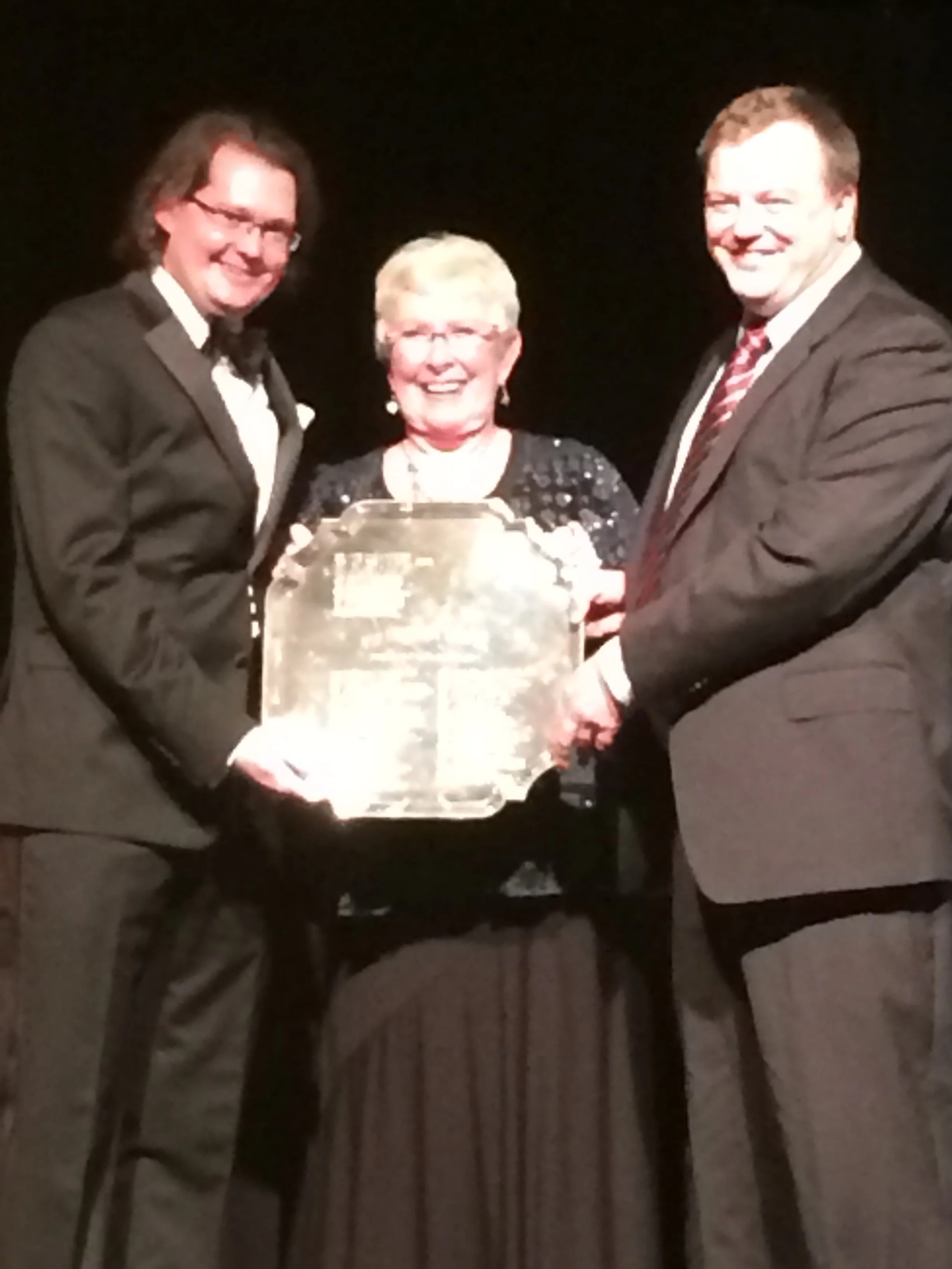 Robert and John Glynn with Phyllis Harlan, ACBL President, Bermuda