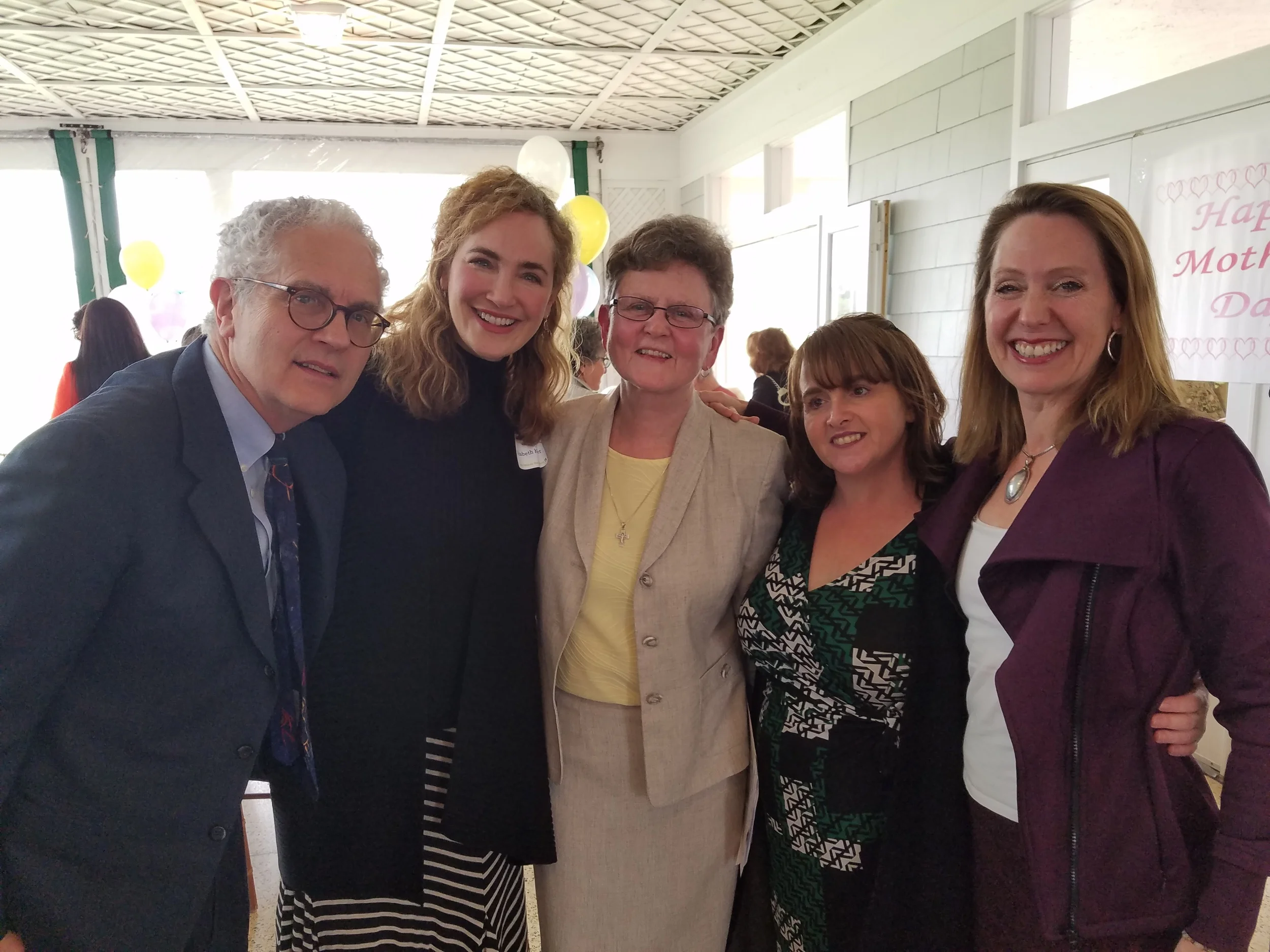 Michael Minard, Elizabeth Kemler, Sister Tesa, Kellie Phelan, and Beth Blatt at the Hour Children luncheon.