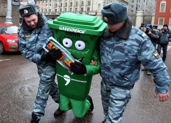 Greenpeace: getting arrested in silly costumes since 1971.