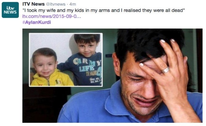 Abdullah Kurdi, 40, father of Syrian boys Aylan, 3, and Galip, 5, who were washed up drowned on a beach near Turkish resort of Bodrum on Wednesday.