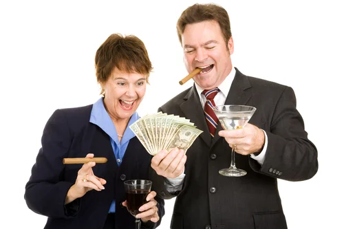 "Matilda - I think we have just enough money to meet our basic need for caviar, champagne and the latest Apple product! Yes!"