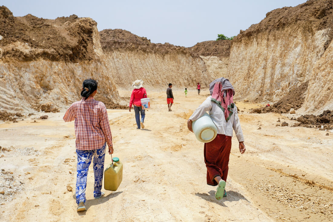 During this month's drought, Cambodian women are walking long distances to find water. No Trump Towers with gold water fountains to be seen unfortunately.