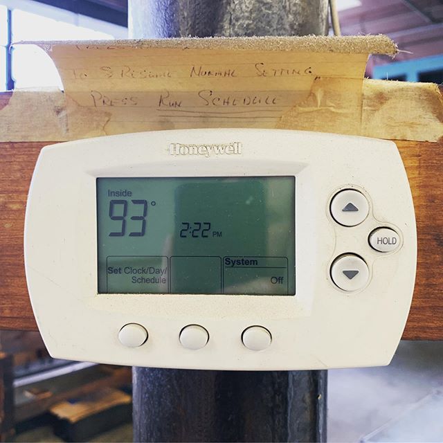 Obligatory first hot day photo.  93 in the shop, but we&rsquo;re still cool as hell.  Put your head down and get shit done. #instamachinist